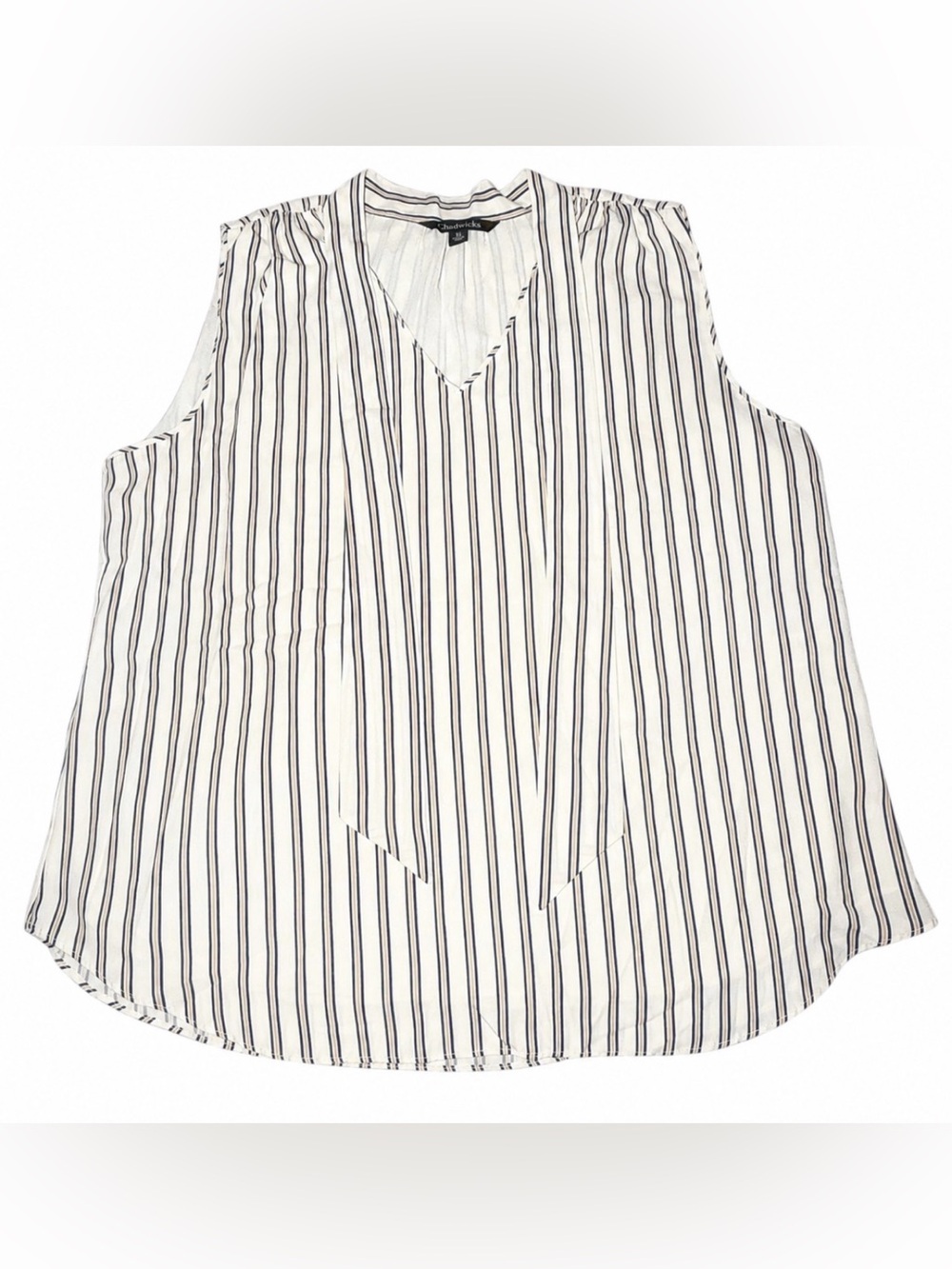 Chadwicks White and Black Vertical Stripe Sleeveless V-Neck Camisole
